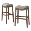 Kirkland's Home Gray Nailhead Trim Saddle Bar Stools, Set Of 2- Bar Stools & Counter Height Stools