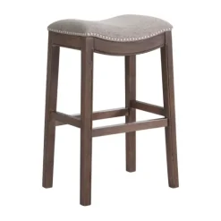 Kirkland's Home Gray Nailhead Trim Saddle Bar Stools, Set Of 2- Bar Stools & Counter Height Stools