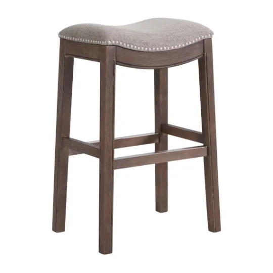 Kirkland's Home Gray Nailhead Trim Saddle Bar Stools, Set Of 2- Bar Stools & Counter Height Stools