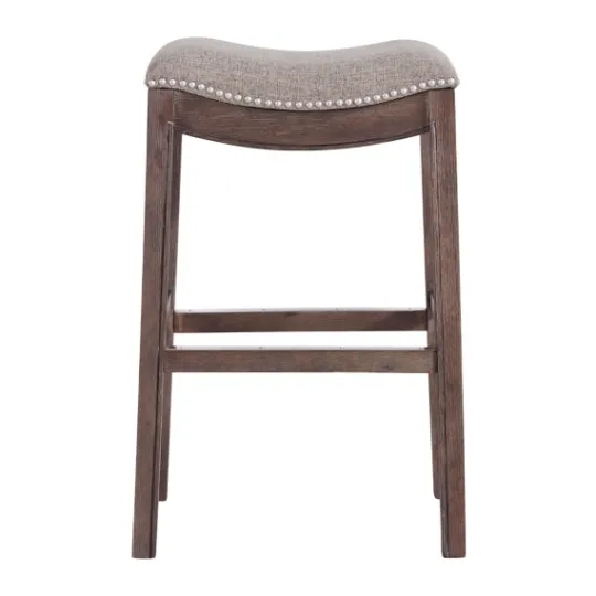 Kirkland's Home Gray Nailhead Trim Saddle Bar Stools, Set Of 2- Bar Stools & Counter Height Stools