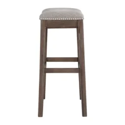Kirkland's Home Gray Nailhead Trim Saddle Bar Stools, Set Of 2- Bar Stools & Counter Height Stools