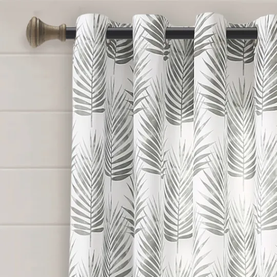 Kirkland's Home Gray Palm Leaves Curtain Panel Set, 84 In.- Curtains & Drapes