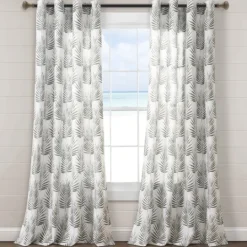 Kirkland's Home Gray Palm Leaves Curtain Panel Set, 84 In.- Curtains & Drapes