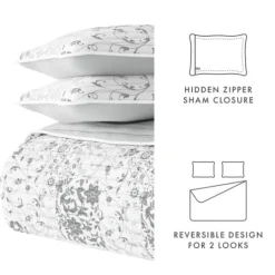 Kirkland's Home Gray Patchwork Reversible 3-Pc. Queen Quilt Set- Quilts