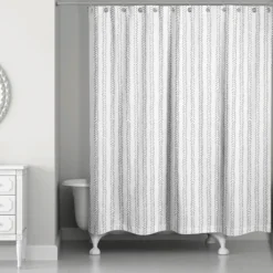 Kirkland's Home Gray Petal Lines Shower Curtain- Shower Curtains