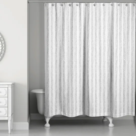 Kirkland's Home Gray Petal Lines Shower Curtain- Shower Curtains