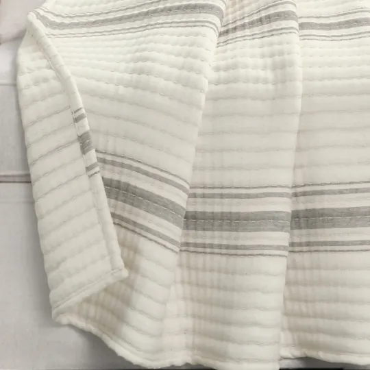 Kirkland's Home Gray Pick Stitch Stripe Decorative Throw- Blankets & Throws