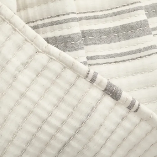 Kirkland's Home Gray Pick Stitch Stripe King Quilt- Quilts