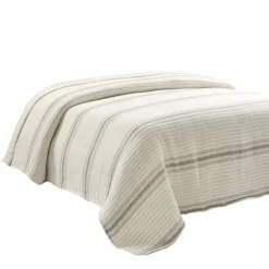 Kirkland's Home Gray Pick Stitch Stripe King Quilt- Quilts