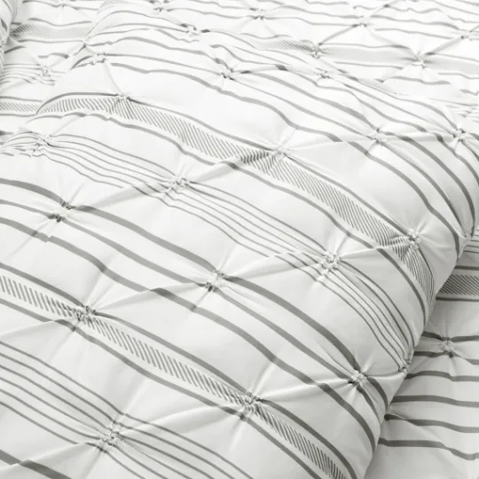 Kirkland's Home Gray Pintuck Stripe Full/Queen 5-Pc. Comforter Set- Comforters