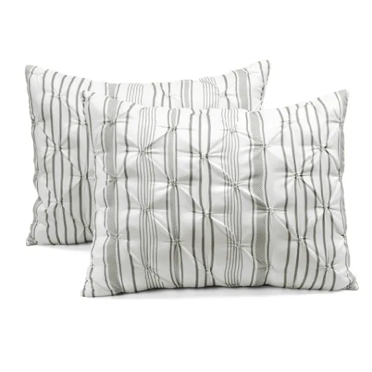 Kirkland's Home Gray Pintuck Stripe Full/Queen 5-Pc. Comforter Set- Comforters