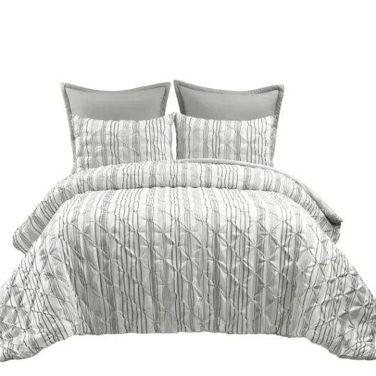 Kirkland's Home Gray Pintuck Stripe Full/Queen 5-Pc. Comforter Set- Comforters