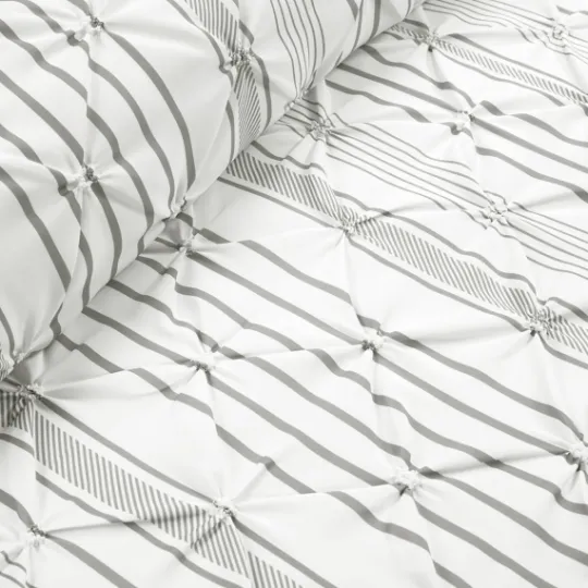 Kirkland's Home Gray Pintuck Stripe King 5-Pc. Comforter Set- Comforters