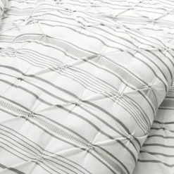 Kirkland's Home Gray Pintuck Stripe King 5-Pc. Comforter Set- Comforters