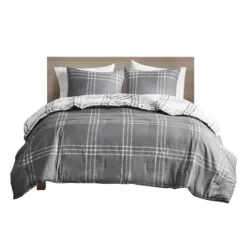 Kirkland's Home Gray Plaid Dayton 3-Pc. Full/Queen Comforter Set- Comforters