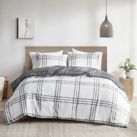 Kirkland's Home Gray Plaid Dayton 3-Pc. King Comforter Set- Comforters