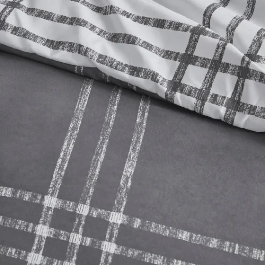 Kirkland's Home Gray Plaid Dayton 3-Pc. King Comforter Set- Comforters