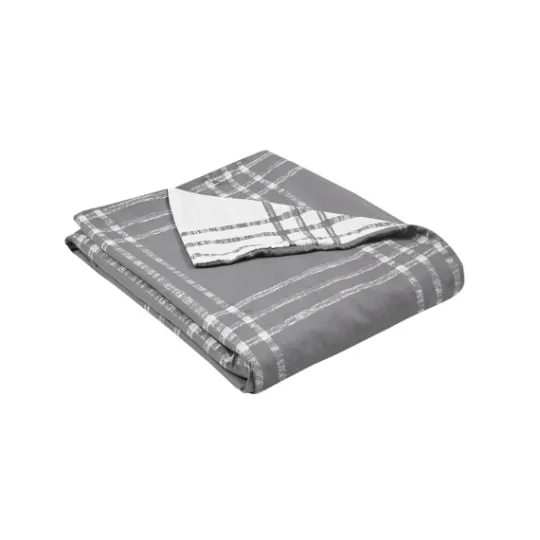 Kirkland's Home Gray Plaid Reversible 3-Pc. King Duvet Cover Set- Duvets