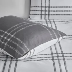 Kirkland's Home Gray Plaid Reversible 3-Pc. King Duvet Cover Set- Duvets