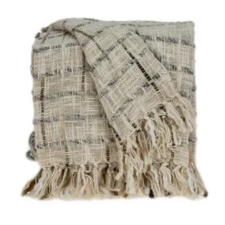 Kirkland's Home Gray Primitive Squares Handloomed Throw Blanket- Blankets & Throws