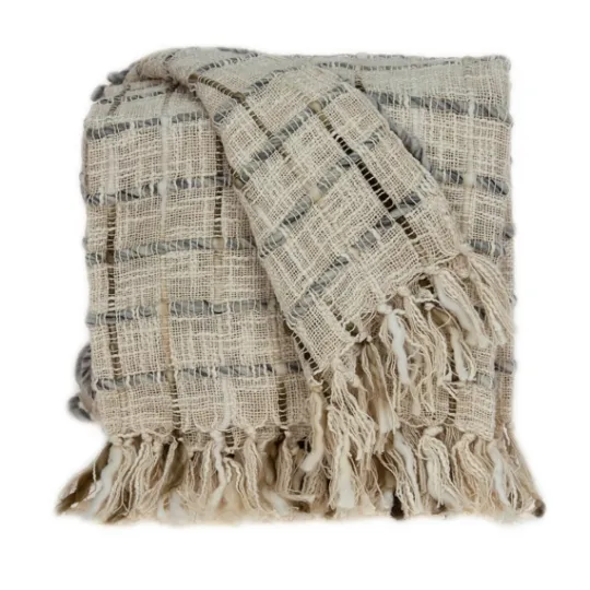 Kirkland's Home Gray Primitive Squares Handloomed Throw Blanket- Blankets & Throws
