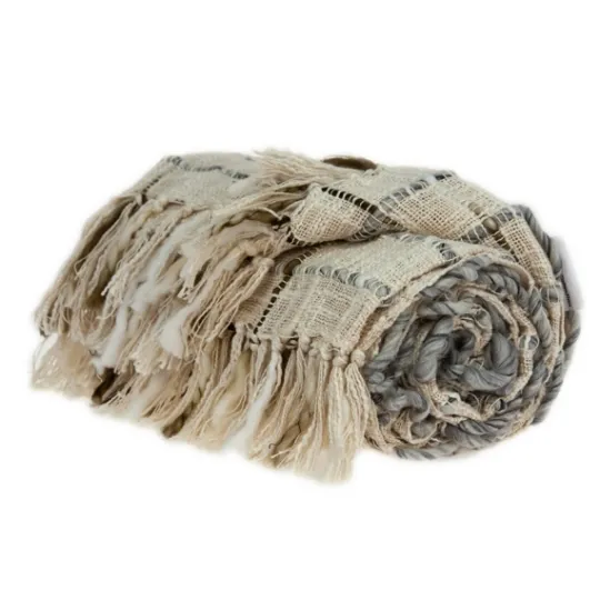 Kirkland's Home Gray Primitive Squares Handloomed Throw Blanket- Blankets & Throws