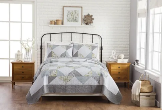 Kirkland's Home Gray Reine-Marie King 3-Pc. Quilt Set- Quilts