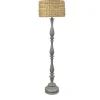 Kirkland's Home Gray Resin Floor Lamp With Hand Woven Raffia Shade- Floor Lamps