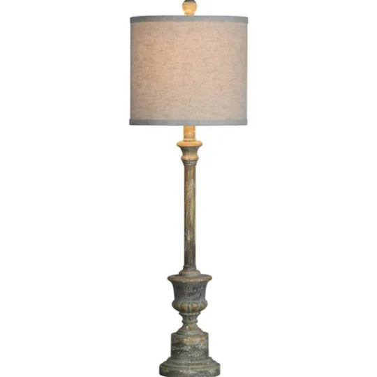 Kirkland's Home Gray Resin Painted Distressed Buffet Lamp- Buffet Lamps