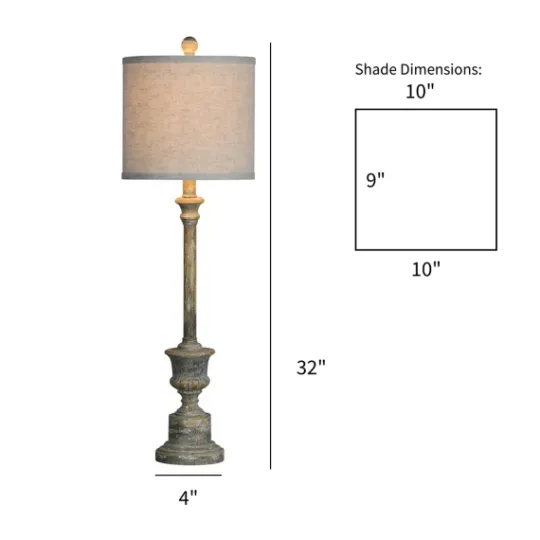 Kirkland's Home Gray Resin Painted Distressed Buffet Lamp- Buffet Lamps