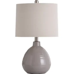 Kirkland's Home Gray Ribbed Ceramic Table Lamp- Table Lamps