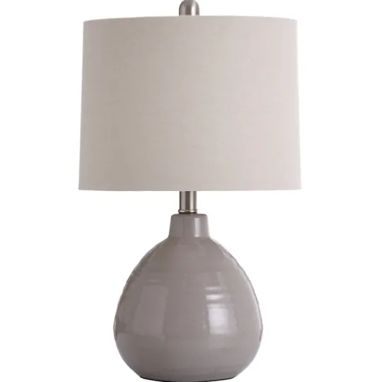 Kirkland's Home Gray Ribbed Ceramic Table Lamp- Table Lamps