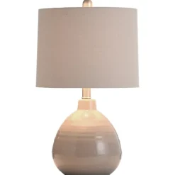 Kirkland's Home Gray Ribbed Ceramic Table Lamp- Table Lamps