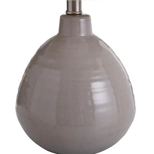 Kirkland's Home Gray Ribbed Ceramic Table Lamp- Table Lamps