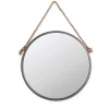 Kirkland's Home Gray Round Metal Hanging Rope Wall Mirror- Decorative Mirrors