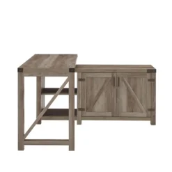 Kirkland's Home Gray Rustic L-Shape Farmhouse Desk- Office Furniture
