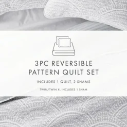 Kirkland's Home Gray Scalloped Reversible 2-Pc. Twin Quilt Set- Quilts