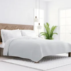 Kirkland's Home Gray Scalloped Reversible 3-Pc. King Quilt Set- Quilts