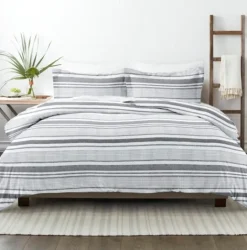 Kirkland's Home Gray Soft Striped 3-Pc. Queen Duvet Cover Set- Duvets