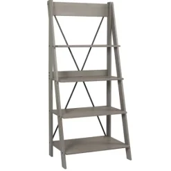 Kirkland's Home Gray Solid Wood Ladder Bookshelf- Bookshelves
