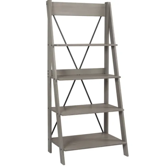 Kirkland's Home Gray Solid Wood Ladder Bookshelf- Bookshelves