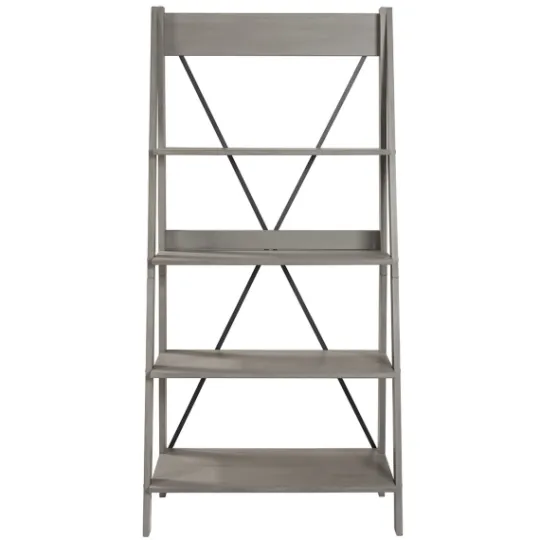 Kirkland's Home Gray Solid Wood Ladder Bookshelf- Bookshelves