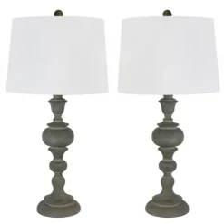 Kirkland's Home Gray Spindle Body Table Lamps, Set Of 2- Table Lamps