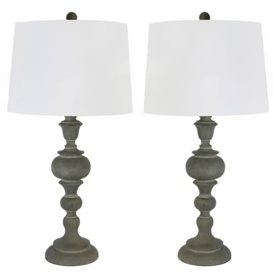 Kirkland's Home Gray Spindle Body Table Lamps, Set Of 2- Table Lamps