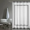 Kirkland's Home Gray Square Trim Cotton Shower Curtain- Shower Curtains