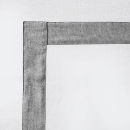 Kirkland's Home Gray Square Trim Cotton Shower Curtain- Shower Curtains