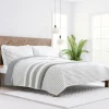 Kirkland's Home Gray Striped Reversible 3-Pc. King Quilt Set- Quilts