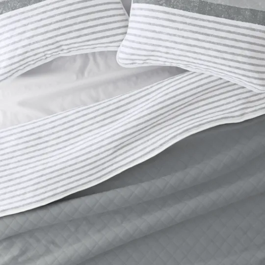 Kirkland's Home Gray Striped Reversible 2-Pc. Twin Quilt Set- Quilts