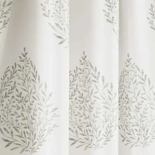 Kirkland's Home Gray Teardrop Leaves Curtain Panel Set, 95 In.- Curtains & Drapes