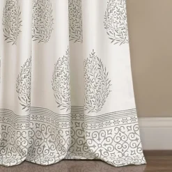 Kirkland's Home Gray Teardrop Leaves Curtain Panel Set, 84 In.- Curtains & Drapes